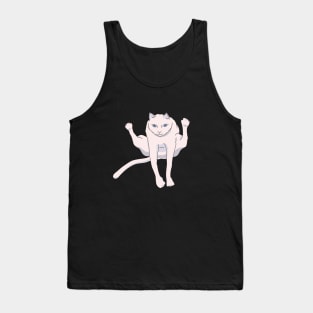 Acrobatically jumping white athlete cat Tank Top